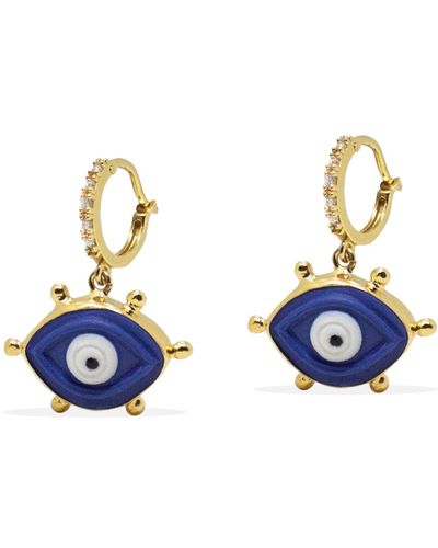 Vintouch Italy Evil Eye Gold-plated Hoop Earrings - Blue