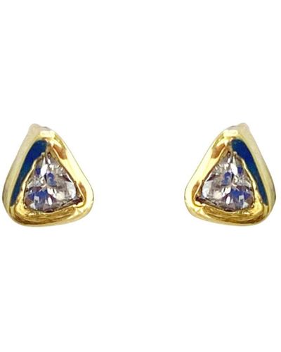 Lily Flo Jewellery Vega Trillion Cut Diamond Stud Earrings - Metallic