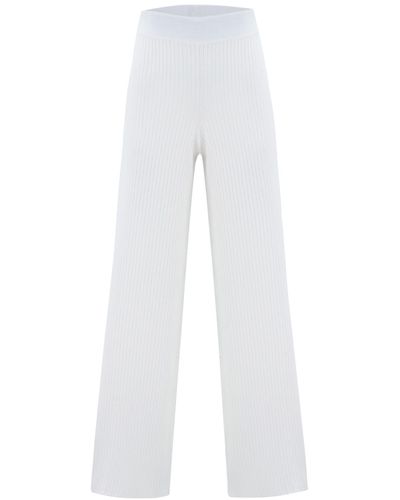 Peraluna Ribbed Wide-leg Knitwear Trousers - White