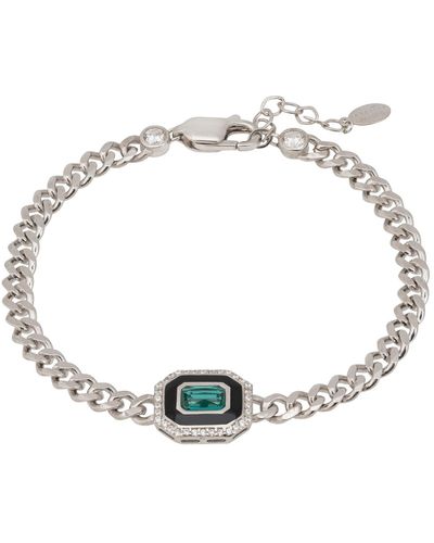 LÁTELITA London Art Deco Emerald And Enamel Bracelet Silver - Metallic