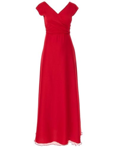 ROSERRY Rome Silk Wrap Maxi Dress In - Red