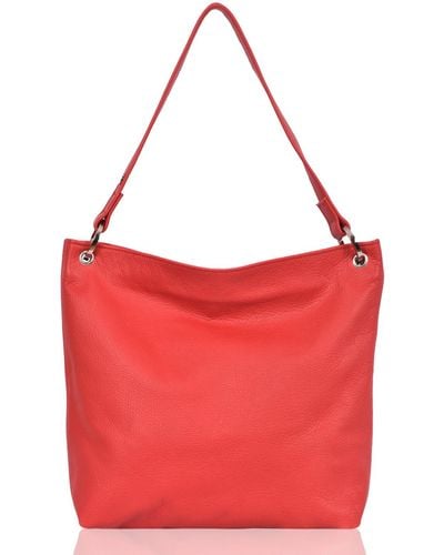 Owen Barry Leather Shoulder Bag Chilli Hesta - Red