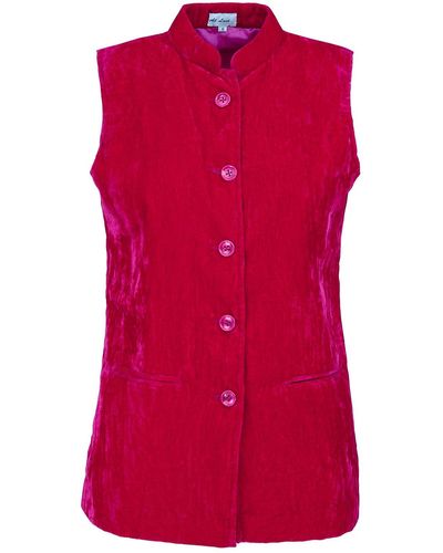 At Last Short Silk Velvet Waistcoat In Hot Pink - Red