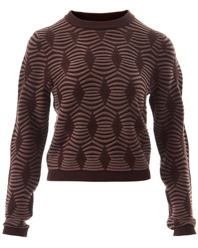 Fully Fashioning Lia Geometric Pattern Sweater Sweater - Brown