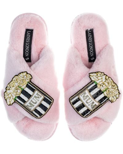 Laines London Classic Laines Slippers With Mothers Day Double Mum Bouquet Brooches - Pink