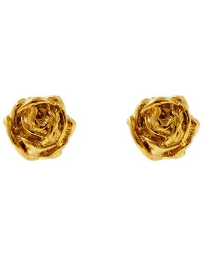 Lee Renee Tiny Rose Stud Earrings Gold - Metallic