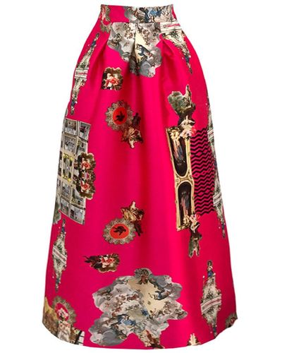 Maxjenny Sicily Hot Pink, Long Skirt - Red