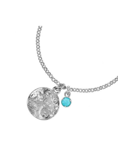 Dower & Hall Sterling Hammered Disc & Turquoise Pendant - Metallic