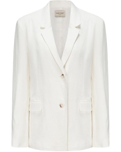 NUAJE NUAJE The Classic Oversized Linen Blazer - White