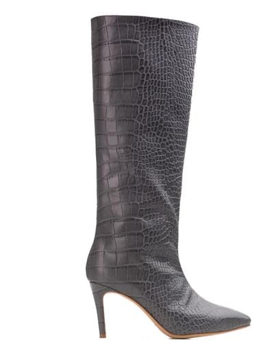 Ginissima Ilona Embossed Leather Boots, Under Knee - Grey