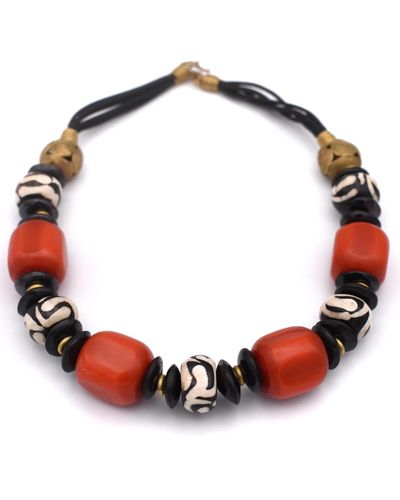 Lala Salama Chunky Beaded Necklace - Red