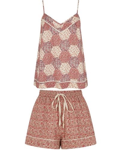 Lily and Lionel Camilla Cami & Short Pyjama Set Aster Patchwork Pink