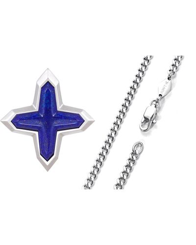 AWNL Sirius Cross Lapis Lazuli Stainless Necklace - Blue