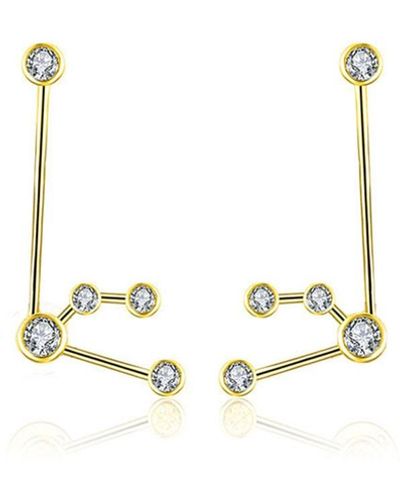 Genevieve Collection Aquarius Zodiac Constellation Earring 18k Yellow & Diamond - Metallic