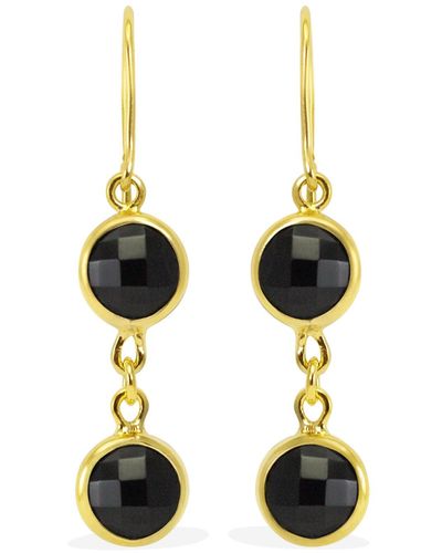 Vintouch Italy Brio Onyx Gold Earrings - Black