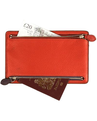SJW BAGS LONDON Wellington Leather Wallet In Burnt Orange - Red