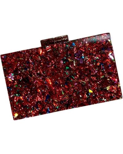 CLOSET REHAB Acrylic Party Box Purse In Hot Pink Glitter - Red