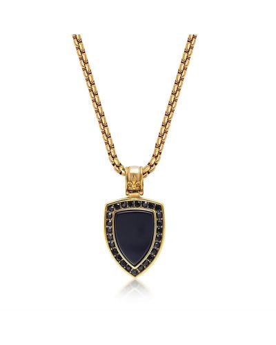 Nialaya Gold Necklace With Black Onyx Shield Pendant - Metallic