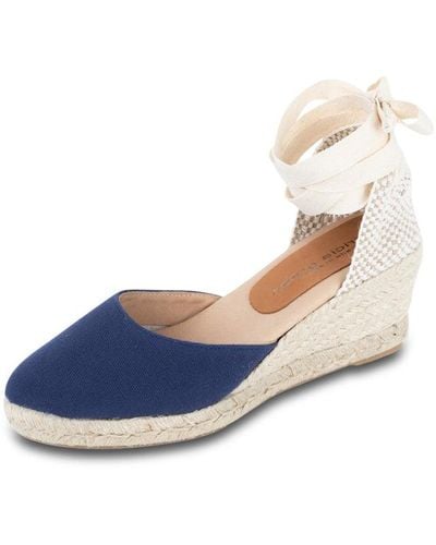 Patricia Green Leon Closed Toe Lace Up Espadrille Navy - Blue