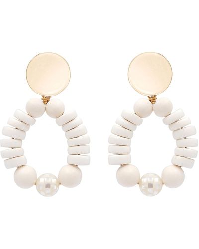 Soli & Sun The Isla Wooden Bead & Mother Of Pearl Earrings - White