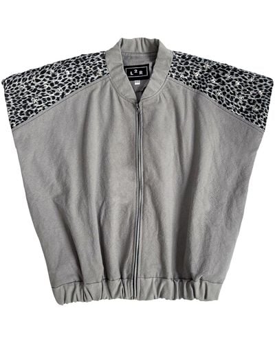 L2R THE LABEL Studded Sleeveless Bomber Jacket In - Metallic