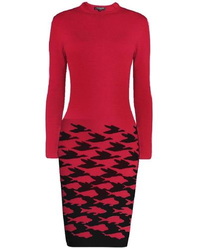 Rumour London Sea & Sky Knitted Jacquard Dress In - Red