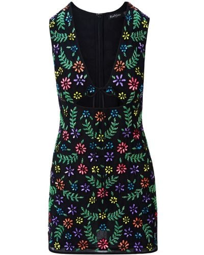 RaeVynn Billie Cut-out Floral Sequin Dress - Black