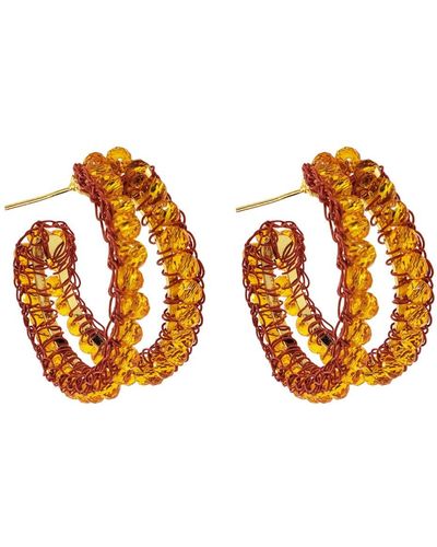 Lavish by Tricia Milaneze Amber Orange Nina Maxi Handmade Crochet Double Hoops