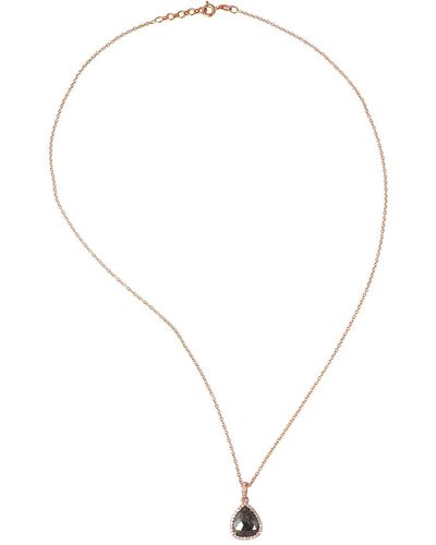 Artisan 18k Rose Gold & Natural Pear Shape Ice Diamond Pendant Princess Chain Necklace - Metallic