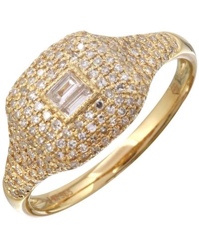 770 Fine Jewelry Baguette Centre Pave Signet Ring - Metallic