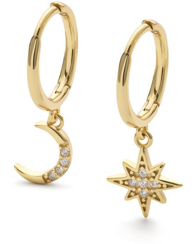 Elk & Bloom Star Crescent Moon Earrings - Metallic