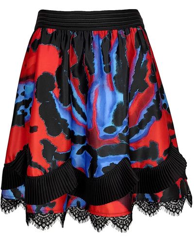 Lalipop Design Flared Circle Skirt With Pleated Chiffon & Lace Trim Details