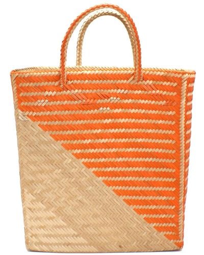 Washein / Neutrals Capri Medium Orange Straw Basket Bag