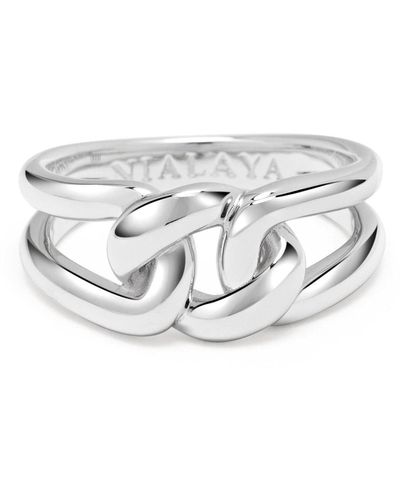 Nialaya Sterling Knot Ring - White