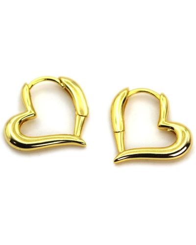 VicStoneNYC Fine Jewelry Heart Hoop Earrings - Metallic