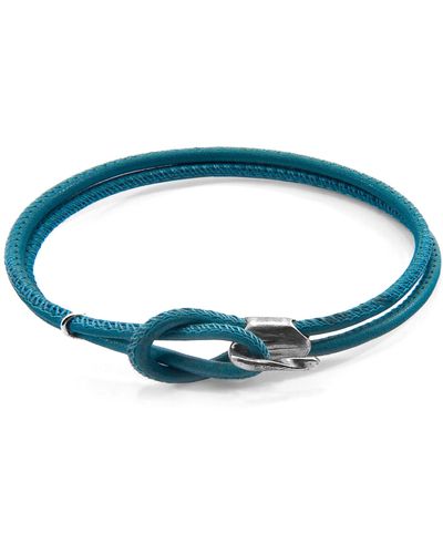 Anchor and Crew Ocean Blue Orla Silver & Nappa Leather Bracelet