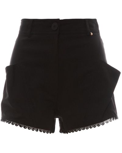 Nissa High Waisted Cotton Shorts - Black