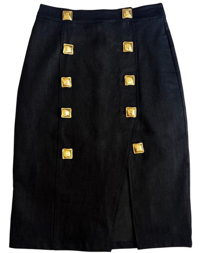 L2R THE LABEL Majorelle Midi Skirt In Denim - Black