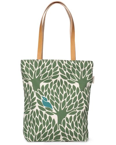 Gyllstad Gomstalle Tote Bag With Leather Handles - Green