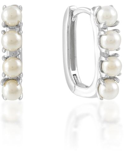 Arvino Rectangle Mini Pearl huggies - White