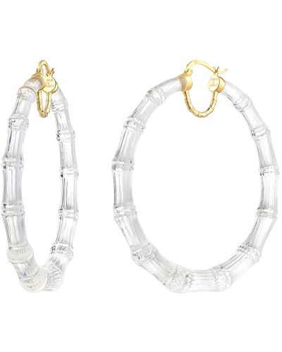 Gold & Honey Xl Bamboo Hoop Earrings In Clear - Multicolor