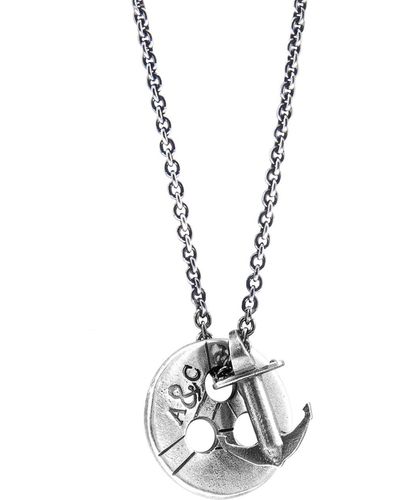 Anchor and Crew Lerwick Pulley Silver Necklace Pendant - Metallic