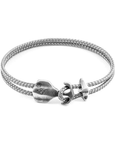 Anchor and Crew Classic Grey Delta Anchor Silver & Rope Bracelet - Metallic