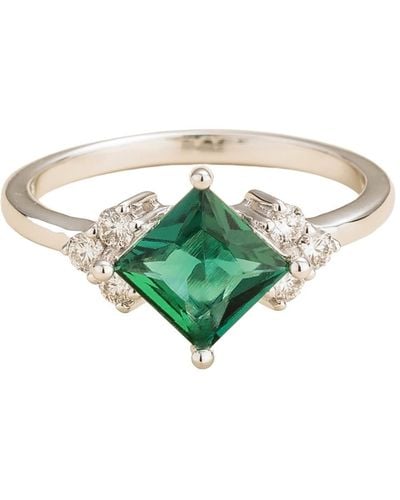 Juvetti Amore White Gold Ring Emerald & Diamond - Green