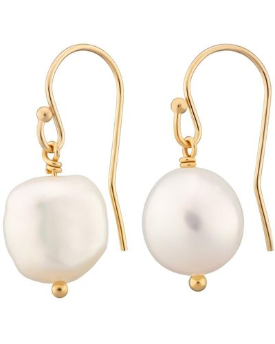 Lily Charmed Plated Baroque Pearl Hook Earrings - White