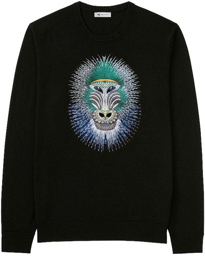 My Pair Of Jeans Baboon Embroidered Pullover - Black