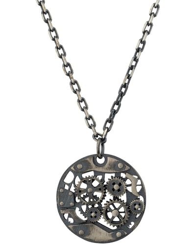 LÁTELITA London Steampunk Cogs Pendant Necklace Silver Oxidised - Black