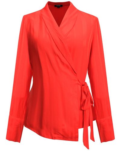 Smart and Joy Warp Long Sleeves Blouse - Red