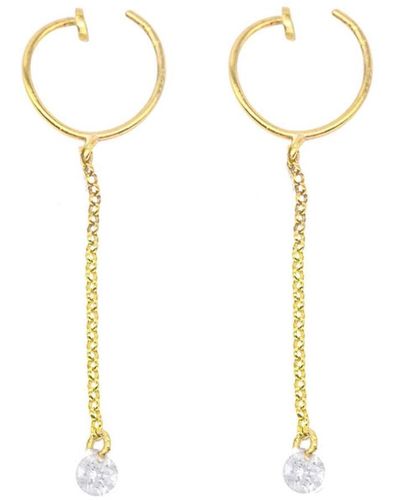 Lily Flo Jewellery Naked Diamond Chain huggie Hoop Earrings - Metallic