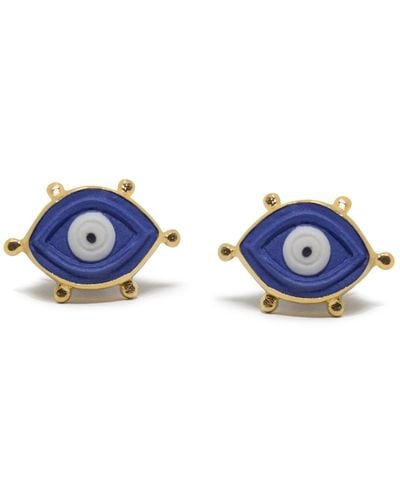 Vintouch Italy Evil Eye Gold-plated Stud Earrings - Blue